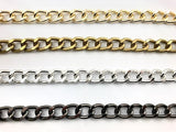 1 Metro di Catena a Metraggio in Metallo 1,1cm di Altezza per Borse e Pochette 3 Colori