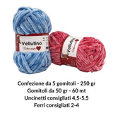 5 Gomitoli di Ciniglia Vellutino Tre Sfere Poliestere 250gr ideale per Amigurumi e Uncinetto